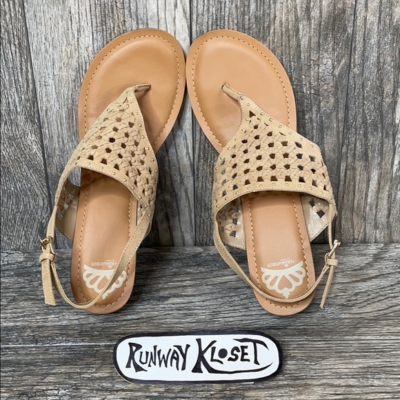 FERGALICIOUS Women’s Wedge Ankle Sling Back Basket Weave Design Sandals Tan 11M - Picture 5 of 11